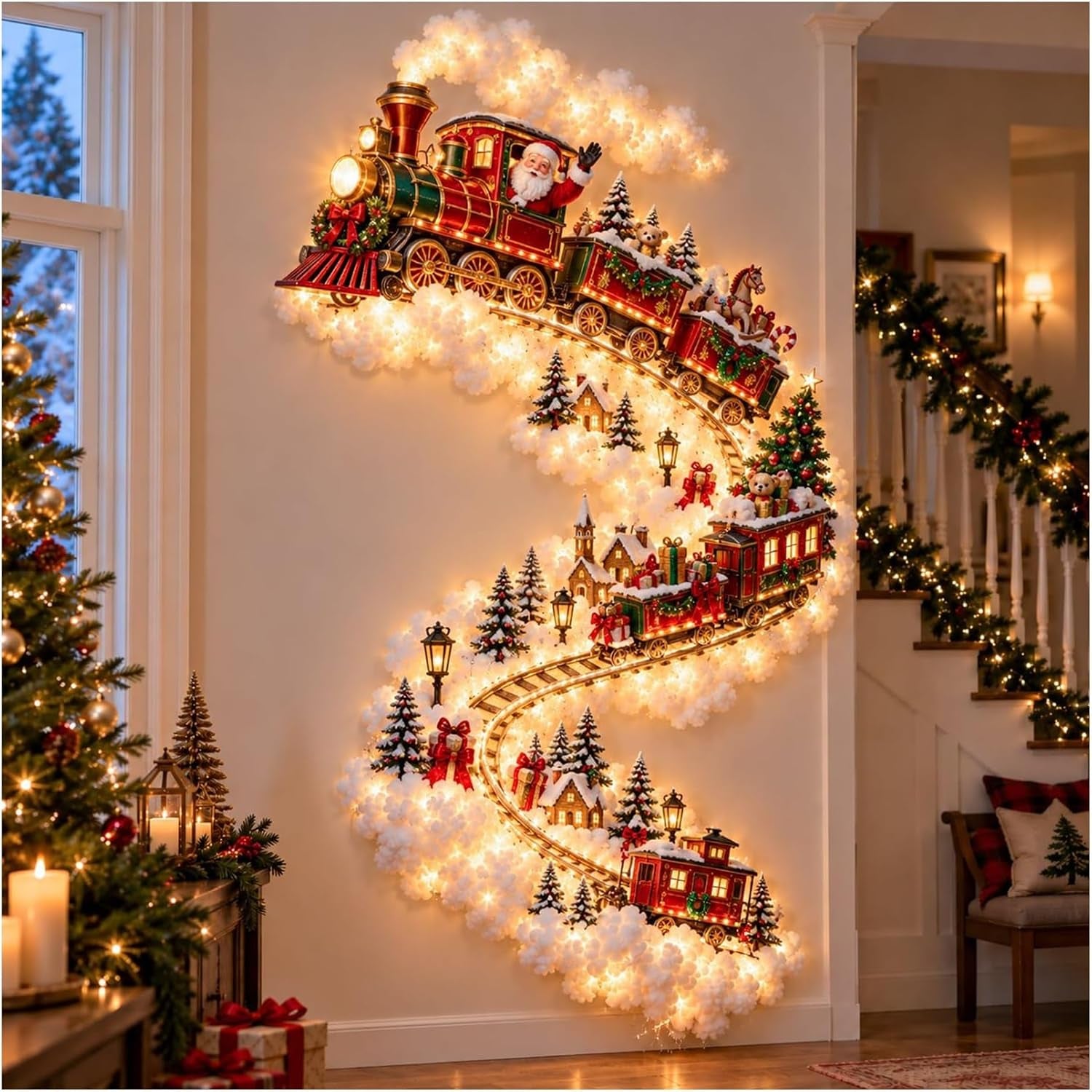 Christmas Magic Trail Wall Light, LED Cascading Christmas Wall Decor,F