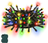 Battery Operated Christmas Lights, 5M/16.4Ft 50LED Outdoor Fairy Lights with 6H Timer,Ip65 Waterproof String Lights on Green Cable,For Bedroom Xmas Tree,Garden,Indoor Decorations,Multicolor