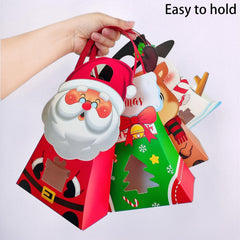 30 PCS Gift Bags with Handles for Christmas, Paper Candy Treat Boxes with Window,Xmas Party Goodie Treat Bags with Stickers for Kids Winter Birthday,Christmas Party Favor Supplies
