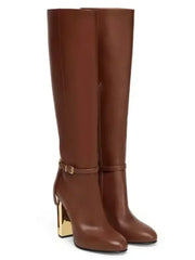 New Hollowed Out Thick Knee High Boots