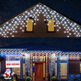 Icicle Lights Outdoor, 15M 360Leds Icicle Christmas Lights Mains Powered with Timer & Waterproof &Memory Hanging Fairy Light for outside House Gutter Roof Wall Xmas Decorations-Cool White