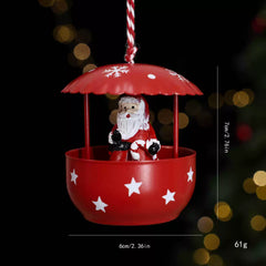 Christmas Tree Ornaments, Iron and Resin Old Man and Reindeer Decor - Red and White Santa