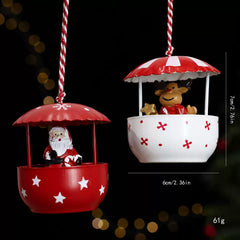 Christmas Tree Ornaments, Iron and Resin Old Man and Reindeer Decor - Set 1 (2-Pack)