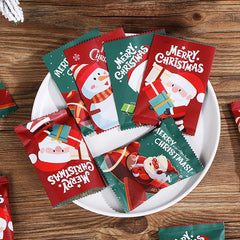 100Pcs 7*10Cm Christmas Hot Seal Bags For Handmade Candy Nougat Biscuit Packaging Christmas New Year Party Decoration