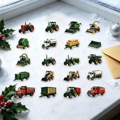 Christmas Calendar 2D 24-Day 2026 Advent Farm Vehicle Ornaments Trailer Statue Toys Christmas Countdown Calendar Christmas gift