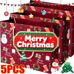 5/1pcs Cartoon Happy Christmas Holiday Gift Bag Cute Snowman Christmas Tree Cookies Christmas Stocking Handbag Gift Packaging