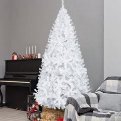6FT Snowflake Christmas Tree – 650 Frosted PVC Tips, Metal Stand, Easy Assembly, Plush Branches, Spray White Effect, for Indoor/Outdoor Home, Office, Hotel, Villa, Party, Holiday Gift