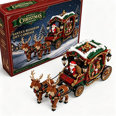 Santa Claus Reindeer Gift Sleigh Building Blocks, Christmas Theme Assembly Model, Compatible Ornament