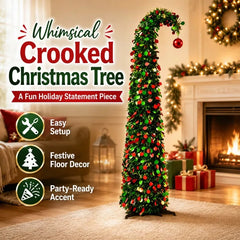1PC 1.5M Christmas Tree Crooked Neck Foldable Telescopic Dense Tinsel Tree Holiday Home Party Decoration Ornament