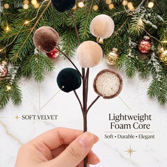 Christmas Tree Foam Ball Ornaments Velvet Foam Ball Xmas Tree Branches Bouquet Hanging Decoration Home New Year Party Decoration