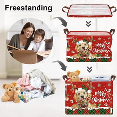Cartoon Snowman Christmas Storage Basket Dwarf Pattern Large Capacity Christmas Gift Basket Rectangular Non-Woven