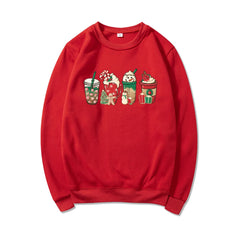 Christmas Coffee Sweatshirt Cute Fall Hoodie Christmas Shirt Unisex Long Sleeve Sweatshirt Snowman Latte Coffee Lover Pullovers