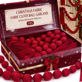 1/5x Red Velvet Fabric Ball Garland Christmas Fireplace Window Door Hanging Ornament Xmas Holiday Indoor Home Party Decoration