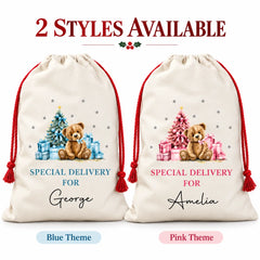 Personalised Santa Sack with Custom Name, Large Christmas Gift Bag for Kids, Xmas Present Storage Sack for Christmas Eve