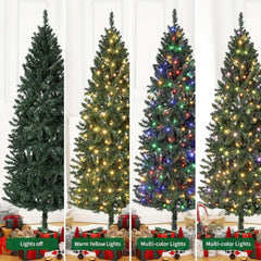 7.5ft Slim Profile Artificial Christmas Tree with Collapsible Metal Stand