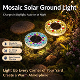 Solar Powered Ground Plug Lights Outdoor Waterproof Mosaic Led Decorative Garden Yard Landscape Lighting For Patio Lawn Pathway