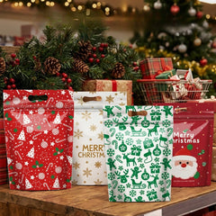 50Pcs Resealable Christmas Zip Lock Bags 50PCS Clear Christmas Plastic Sealing Bags with Handles for Xmas Holiday Party Candy