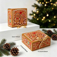 1/5PCS Gingerbread Man Christmas Gift Box Holiday Candy Cookie Storage Box Xmas Party Present Packaging Decor