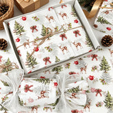 15 Sheets of Christmas Bell and Fawn Patterned Tissue Paper,Gift Wrapping Paper, Bouquet Wrapping, Gift Bag Fillers,Party Favors