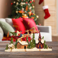 Christmas Village House Figurine Collection Xmas Decor Christmas Tabletop Decoration for Desk Bedroom Holiday Cabinet Party