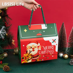 LBSISI Life-Merry Christmas Candy Boxes Handmade Pastry Cookie Nougat Packaging Event Party Decoration Kids Favor 12Pcs