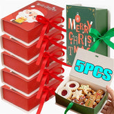 1/5pcs Christmas Gift Box DIY Ribbon Bow Tie Biscuits Candies Packaging Storage Box Home Paper Festival Party Decoration Boxes