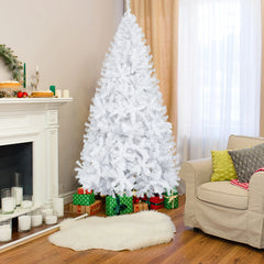 6FT Snowflake Christmas Tree – 650 Frosted PVC Tips, Metal Stand, Easy Assembly, Plush Branches, Spray White Effect, for Indoor/Outdoor Home, Office, Hotel, Villa, Party, Holiday Gift