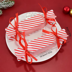 10/50pcs Christmas Red Candy Box with Ribbons Chocolate Cookies Packaging Bag DIY Xmas Tree Ornaments Decoration Wedding Party
