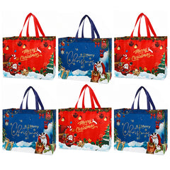 6Pcs Christmas Gift Bags Large Size Reusable Non-Woven Christmas Tote Bags with Handles Perfect for Xmas Gift Wrap Party Favor