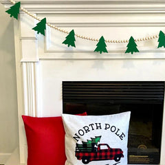 Christmas tree banner garland Merry Xmas rustic Farmhouse home Fireplace Mantle Wall patio Front Door Porch decoration sign