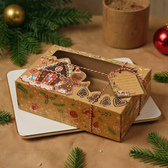 27pcs Christmas Gift Packaging Storage Set, Transparent Window Kraft Paper Gift Boxes,Packaging Bags,Party Gifts,Holiday Storage