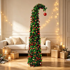 1PC 1.5M Christmas Tree Crooked Neck Foldable Telescopic Dense Tinsel Tree Holiday Home Party Decoration Ornament