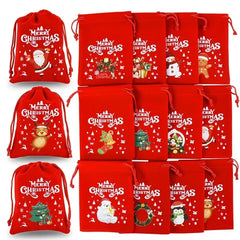1/3/5Pcs Christmas Gift Bags 15x20cm Drawstring Pouch Santa Candy Bags Velvet Drawstring Bags for Christmas Eve Apple Gifts Bag