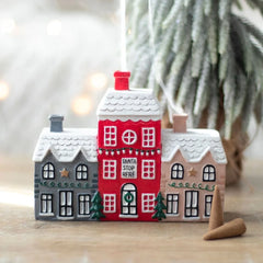 Christmas house resin wooden house snow winter incense cone burner ornament landscape decoration gift