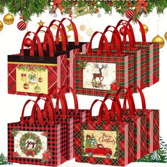 Christmas Gift Bags, Christmas Tote Bags with Handles, Reusable Non-Woven Shopping Bags for Xmas Gifts Wrapping Holiday Party