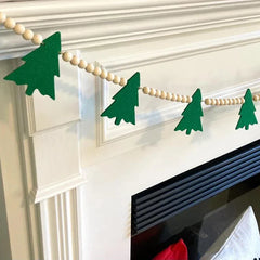 Christmas tree banner garland Merry Xmas rustic Farmhouse home Fireplace Mantle Wall patio Front Door Porch decoration sign