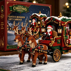 Santa Claus Reindeer Gift Sleigh Building Blocks, Christmas Theme Assembly Model, Compatible Ornament