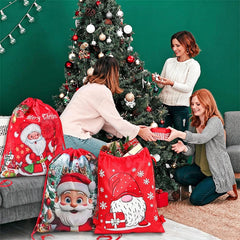 4-60pcs Christmas Drawstring Bags Non woven Sacks Xmas Wrapping Storage Bag for Christmas New Year Candy Goodie Gift Party Favor