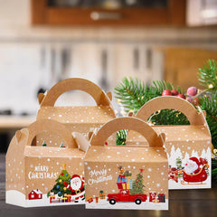 24pcs Christmas Candy Box, Mini Biscuit Box Kraft Paper Gift Bag, Party Gift Decoration, Christmas Tree Decoration,Gift Boxes