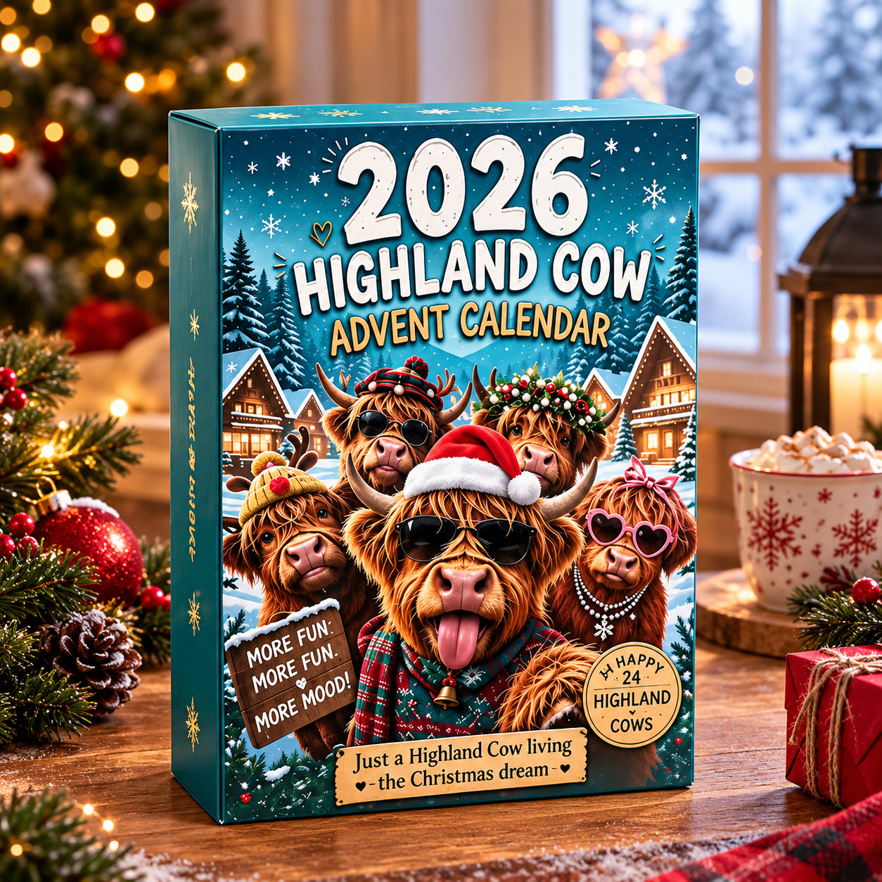 Highland Cow Advent Calendar 2026 Countdown 24 Day Halloween Xmas Figure 3D Gift