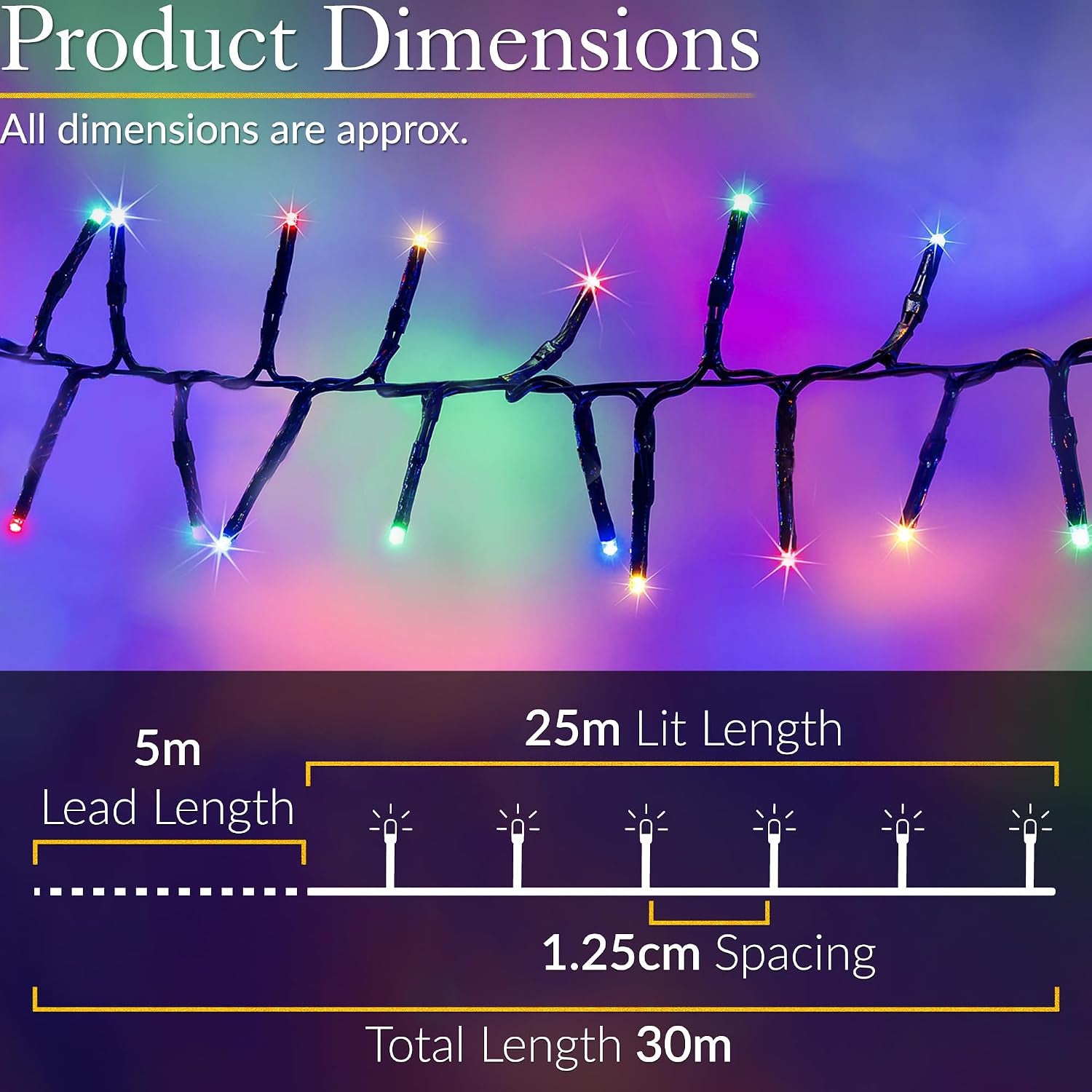 Christmas Cluster Lights, 2000 Leds, Multi-Coloured