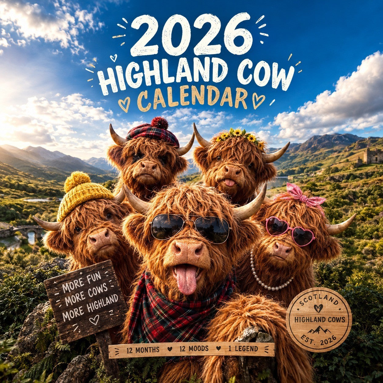 Highland Cow Advent Calendar 2026 Countdown 24 Day Halloween Xmas Figure 3D Gift