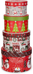 Round Gift Boxes with Lids for Presents Paper Floral Boxes for Christmas