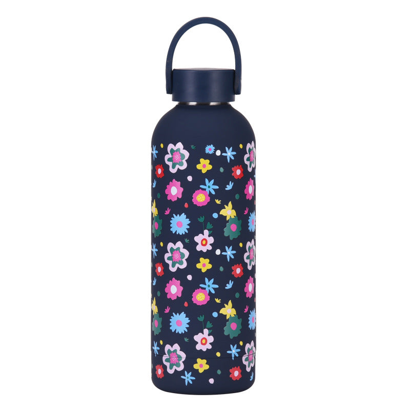 500ml Double-layerd Stainless Steel Insulation Mug Portable Handle Student Children Outdoor Sports Water Bottle
