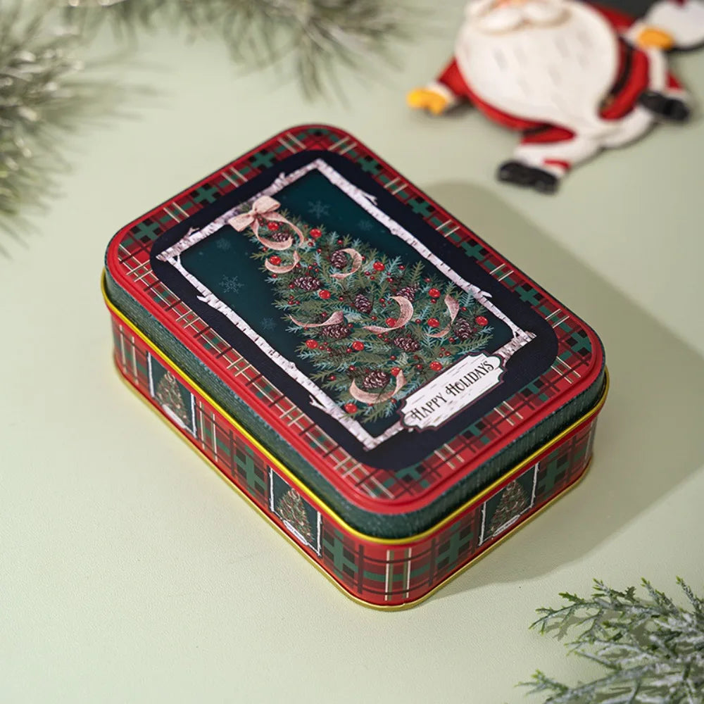 Cute Tinplate Christmas Tin Box Gift New Year Party Supplies Gift Box Festival Ornaments Candy Jar Christmas