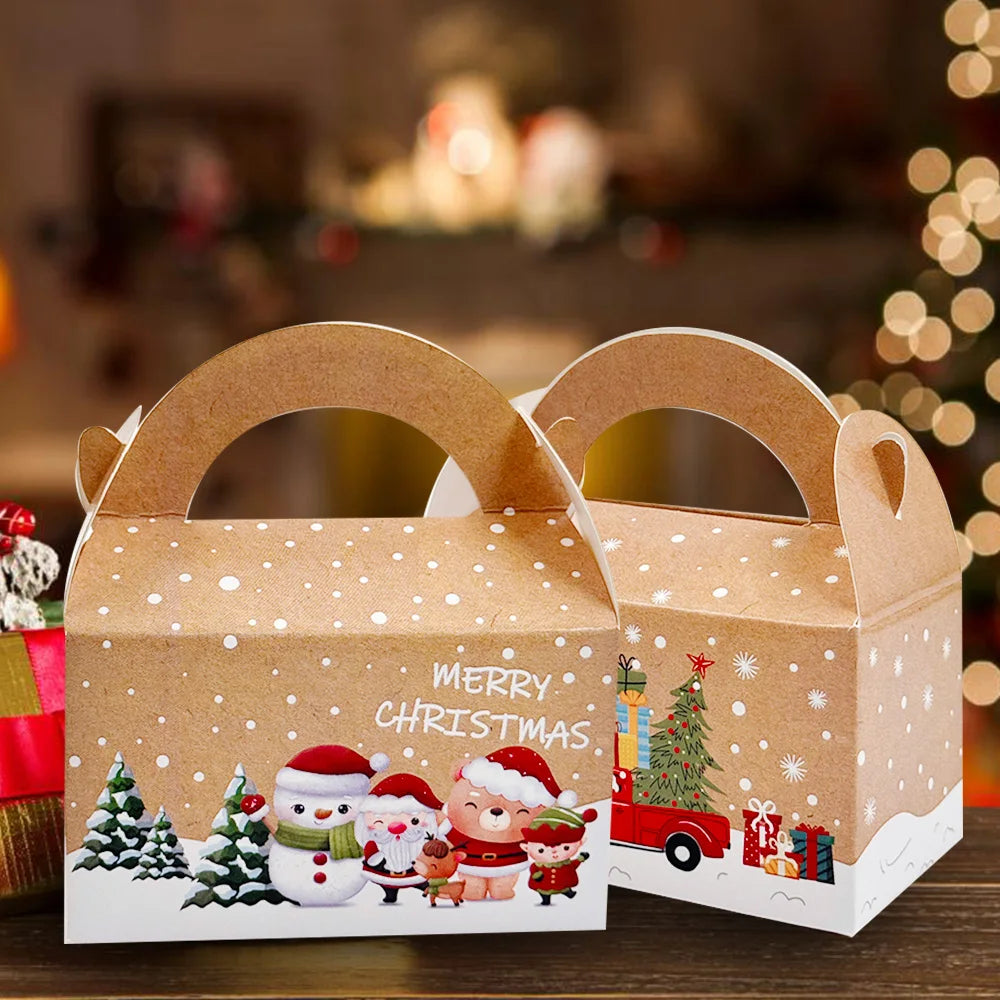 24pcs Christmas Candy Box, Mini Biscuit Box Kraft Paper Gift Bag, Party Gift Decoration, Christmas Tree Decoration，Gift Boxes
