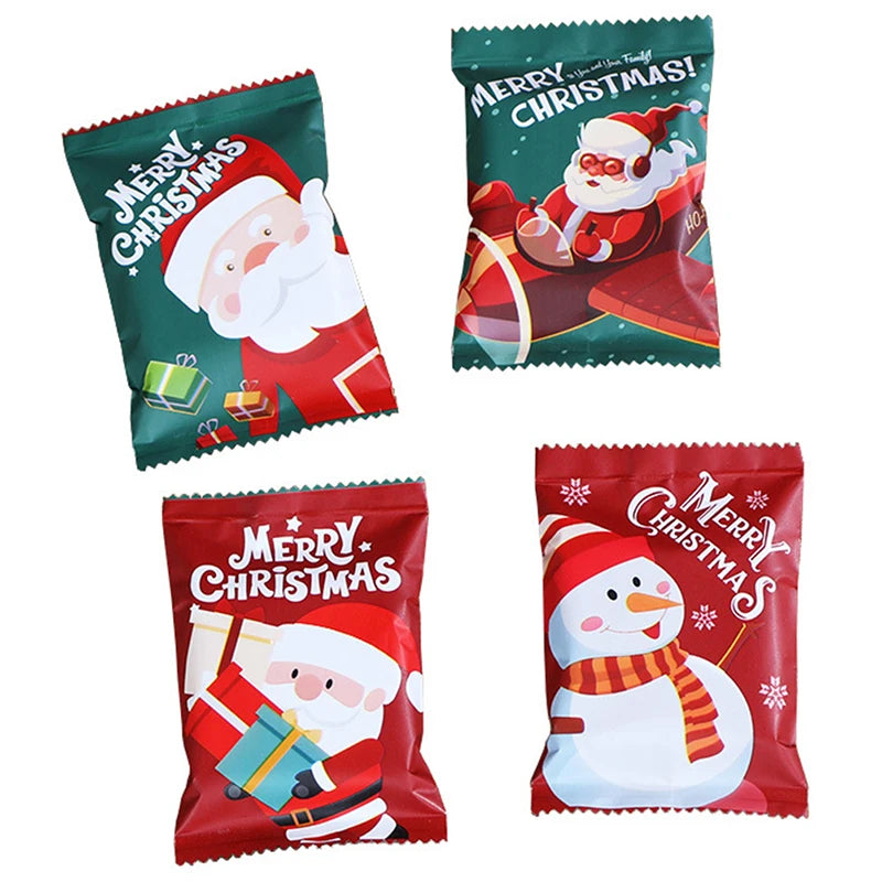 100Pcs 7*10Cm Christmas Hot Seal Bags For Handmade Candy Nougat Biscuit Packaging Christmas New Year Party Decoration