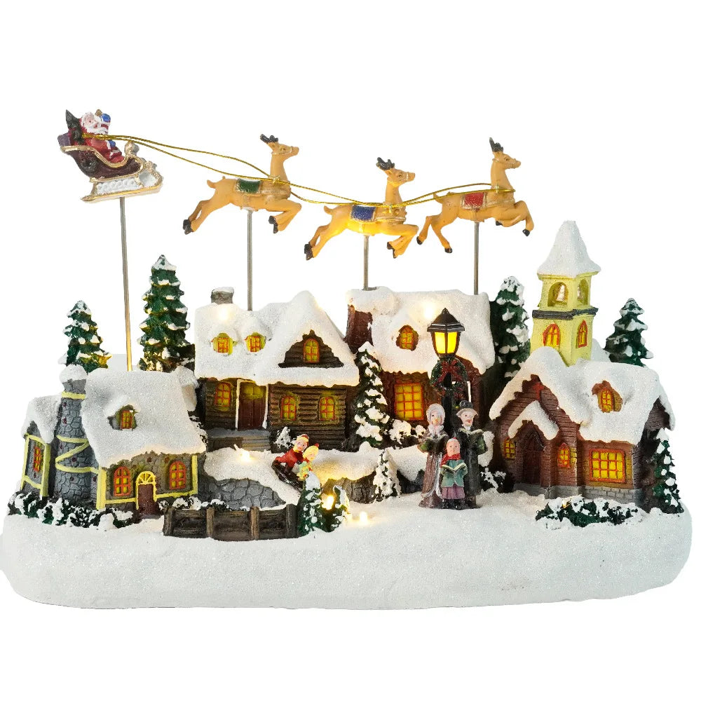 New Luminous Christmas Music House Flying Deer Christmas Decorations Festival Crafts