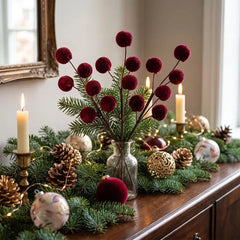 Christmas Tree Foam Ball Ornaments Velvet Foam Ball Xmas Tree Branches Bouquet Hanging Decoration Home New Year Party Decoration