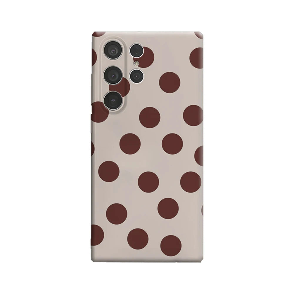 Brown Polka Dots Phone Case for Samsung Galaxy S25 Ultra S24 S23 Ultra Plus Glossy Double-layer Back Cover
